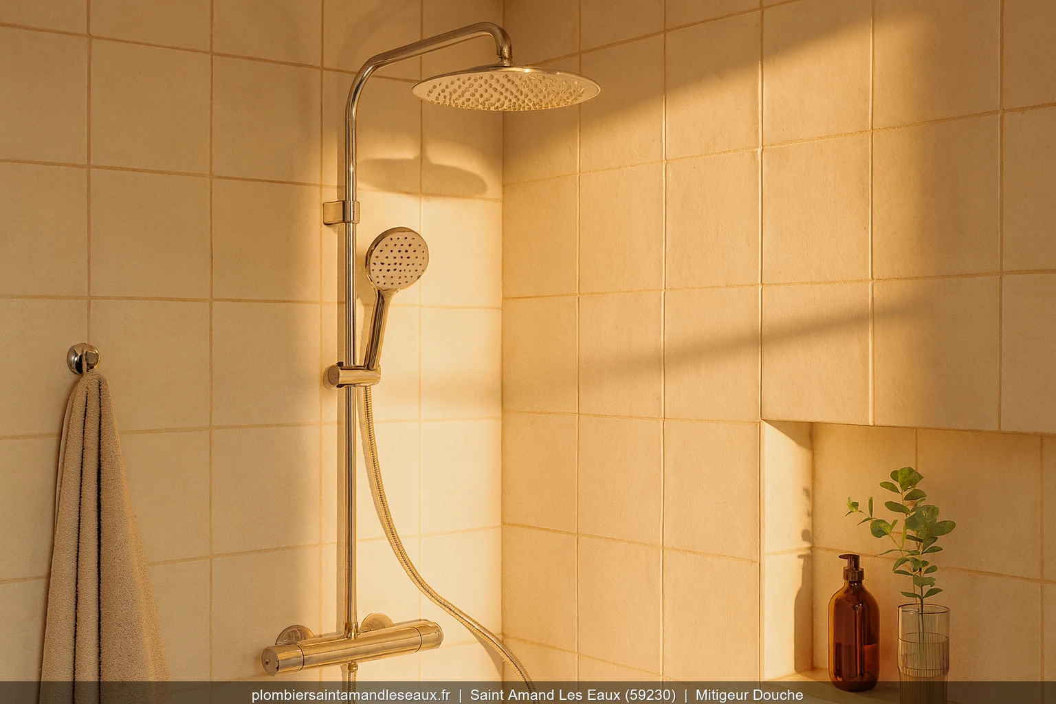 Pose mitigeur thermostatique douche Hansgrohe Ecostat a Saint-Amand-les-Eaux (59230)
